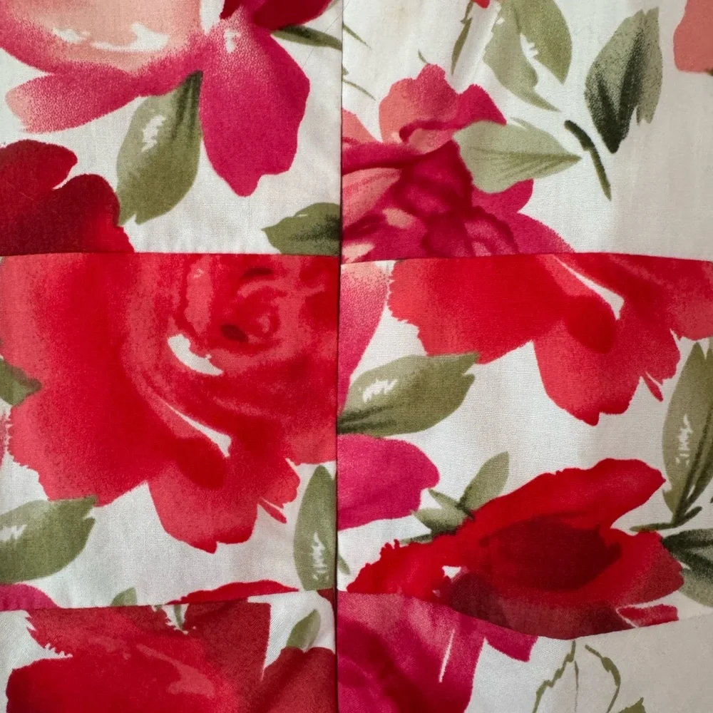 Talbots Bright Pink/Red Floral Cotton Sleeveless Dress Size Missy 20 - Picture 5 of 8